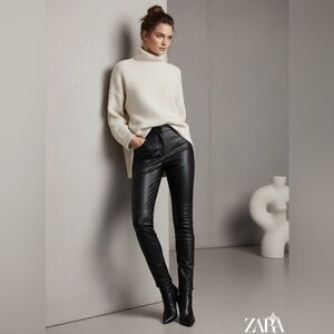 ZARA Faux Leather Moto Skinny Pants Size Small